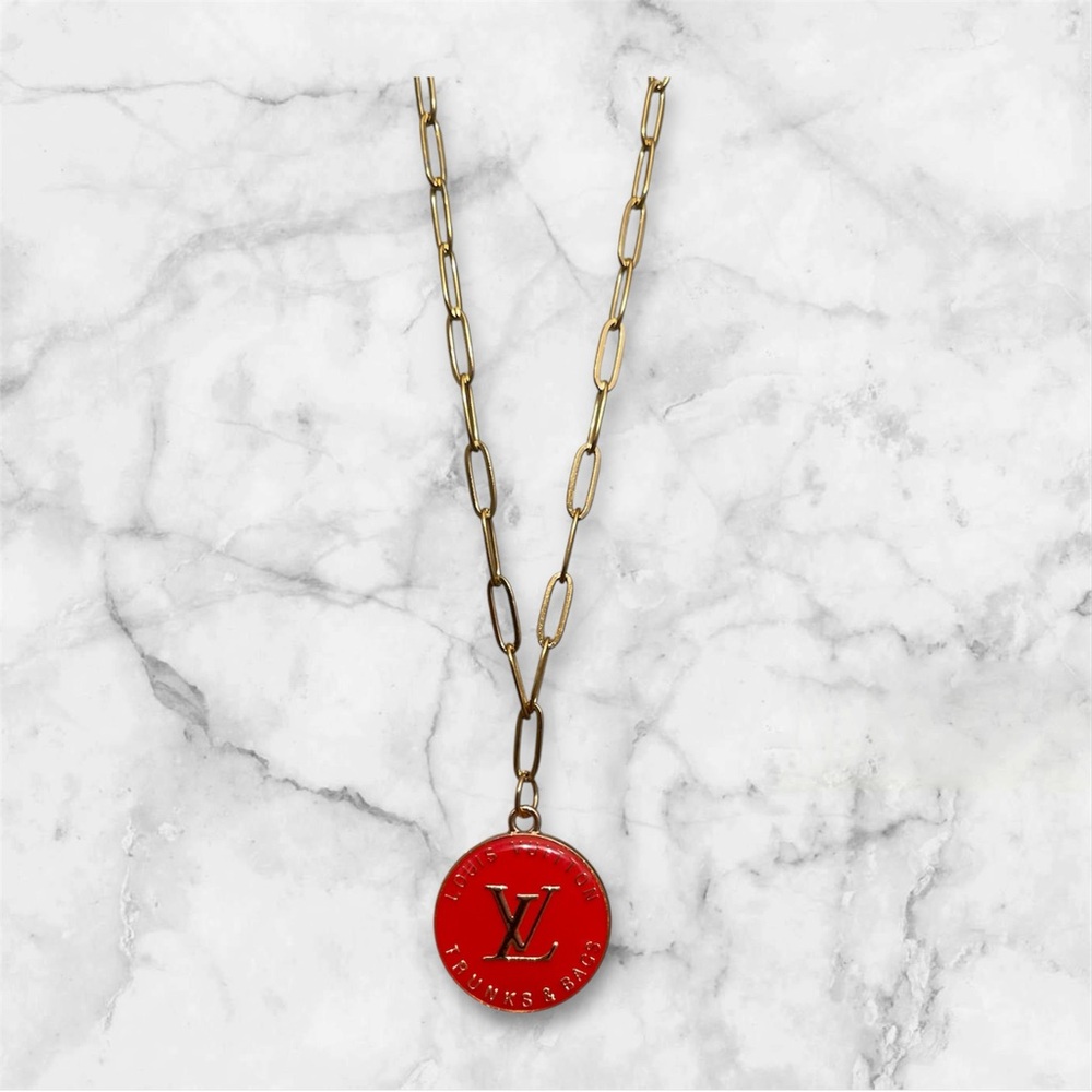 Up-Cycled Louis Vuitton Burnt Orange/Red Trunks & Bags Necklace